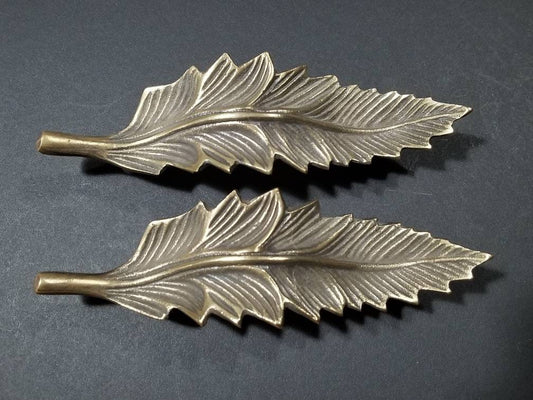 2 x Lg. American Beech Leaf handle pulls 5-3/4" long overall, organic natural design #P25
