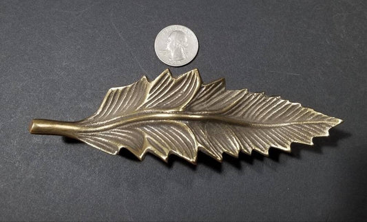 2 x Lg. American Beech Leaf handle pulls 5-3/4" long overall, organic natural design #P25