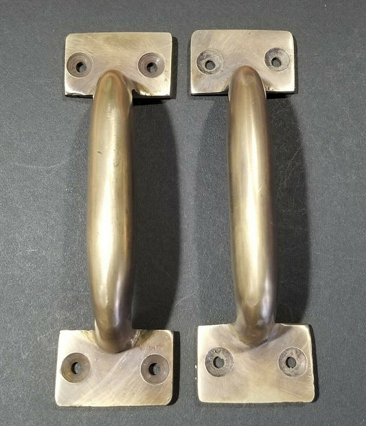 2 x Solid Brass Strong File Drawer Trunk Chest Handles 5-1/4"w(4-1/4"ctr)#P20.Unlaquered.