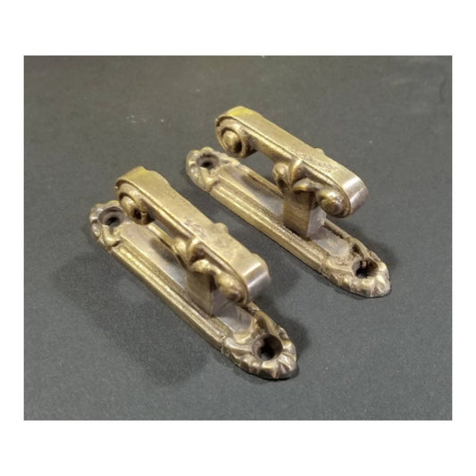 2 x Ornate Antique Vintage Style Single Coat Hooks Hat Hooks, Towel holder, Kitchen Hooks, Bathroom Hooks 3"long Solid Brass #C25