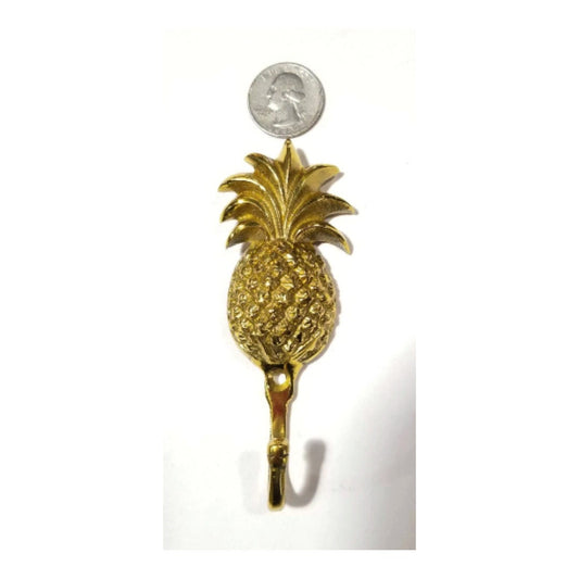 4-1/4" PINEAPPLE HOOK Shiny Solid Brass Hanger, Coat Hat Towel Hook, Hanger, House warming, tropical decor, Welcome,Robe Hooks,Coats #Q11
