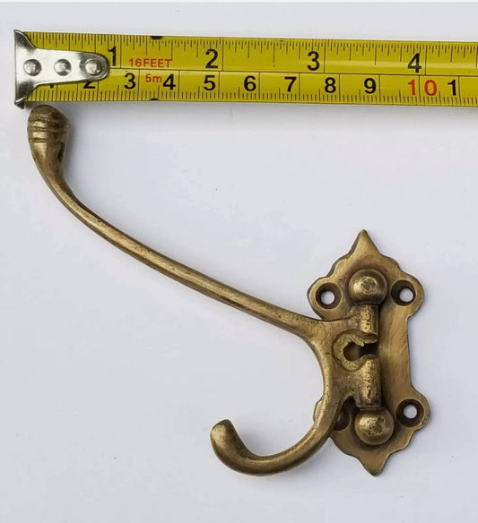 1 x Old Style Solid Brass Double Wall Mount 180 degree Swivel Coat Hat Towel Hooks #C24