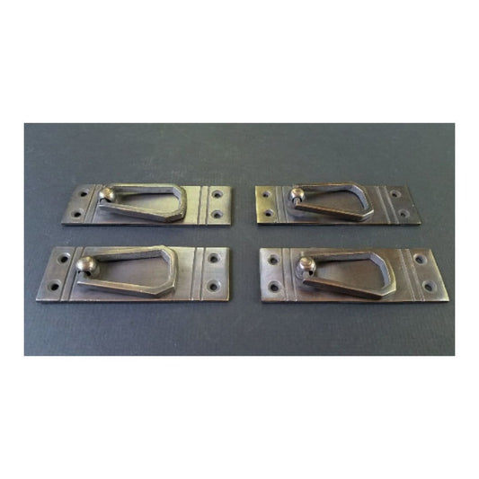 4 x Arts and Crafts, Mission Frank Lloyd Wright style brass handle pull antique style hardware.Cabinet restore. Unlaquered. 3 3/8" long #H34
