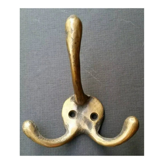 Antique style triple Coat Hat Towel Hooks Solid Brass bathroom hook. clothes coat peg Coat hook wall. approx 3-3/8" long.Unlaquered. #C2