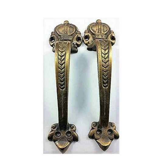 2 Solid Brass Vintage Antique Style Large Strong File Cabinet Handles, Trunk Handles, Cabinet Barn Hardware, Door Handles 6-3/4" tall. #P10.