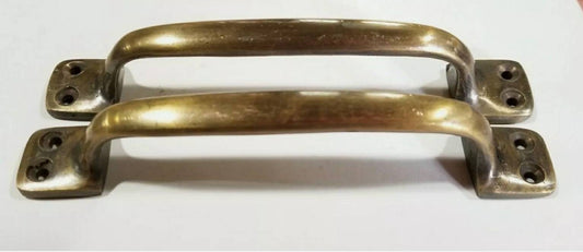 2 x Large Antique Style Solid Brass Strong File Cabinet, Trunk, Chest Handle 6-7/8" wide #P9