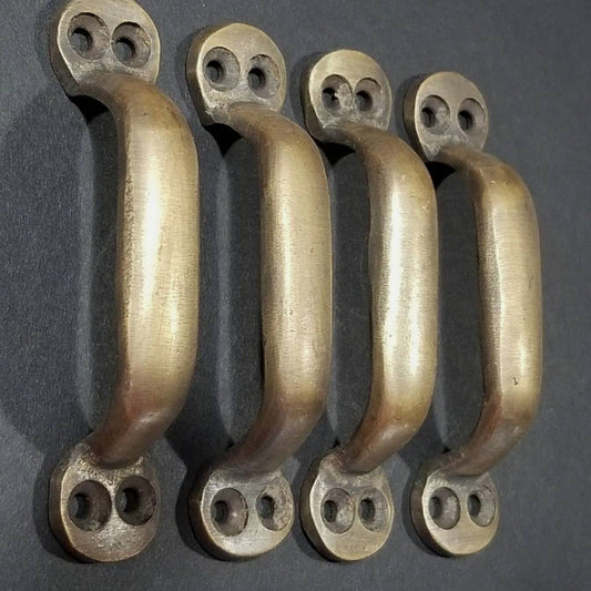 4 x Solid Brass Antique Strong File Cabinet Trunk Handles 3 7/8" wide #P2