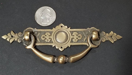 2 x East Lake Victorian Antique-Style Solid Brass Handles Pulls Hardware 5-1/4"w #H44