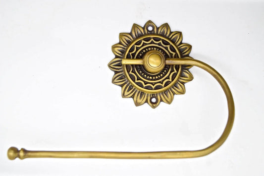 Very Nice Vintage style Brass Tissue Roll Paper Holder bathroom restroom gift toilet roll Hanger Flower design.unlaquered. #T1