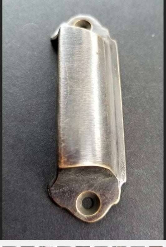 6 x Antique Vintage style Brass File Cabinet, Bin Pull Handles,handmade,home improvement,drawer cup handles,retro,cupboard, 2-1/4" cntrs #A8