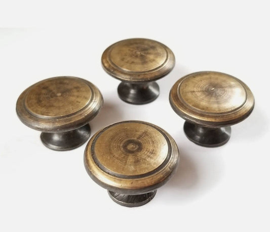 4 x Antique Style unlaquered solid Brass Cabinet Knobs Cupboard Drawer Round Knobs Pull Handle Furniture 1-3/16" dia. #K21