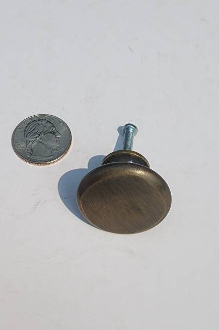 Solid Brass Round Knob, Cupboard, Drawer, Cabinet Knob, Pull Handle 1-1/4" dia. #K4