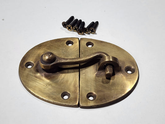 Cabin Cabinet Oval Door Latch Hook Solid Brass Hasp Lock Gate Window #X14
