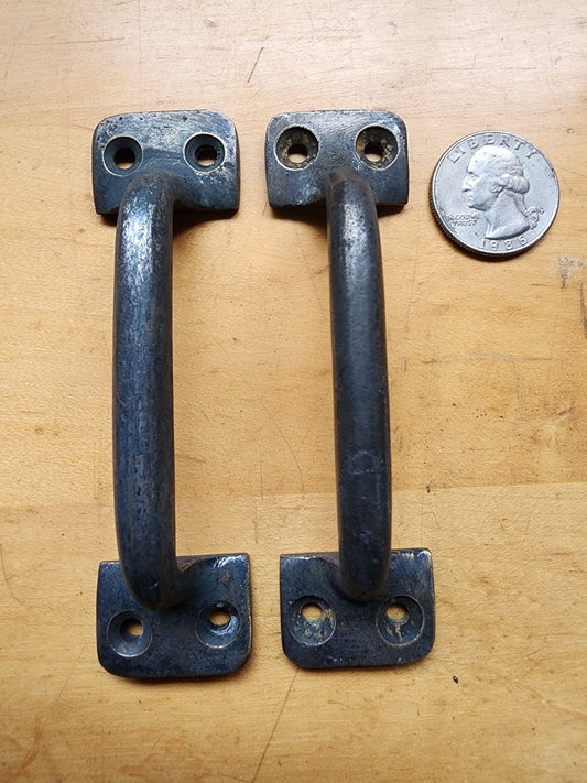 Sets of 2 Solid Brass Strong antique File Drawer Trunk Chest Handles 3-3/4"w (3-1/4"ctr) #M73