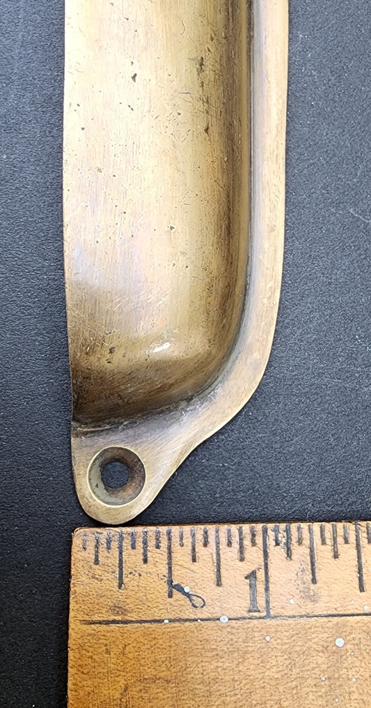 Antique Style Brass Apothecary Cup Drawer Cabinet Bin Pulls Handles 4-1/2" centers (also as sample for larger orders) Unlaquered. #A21.