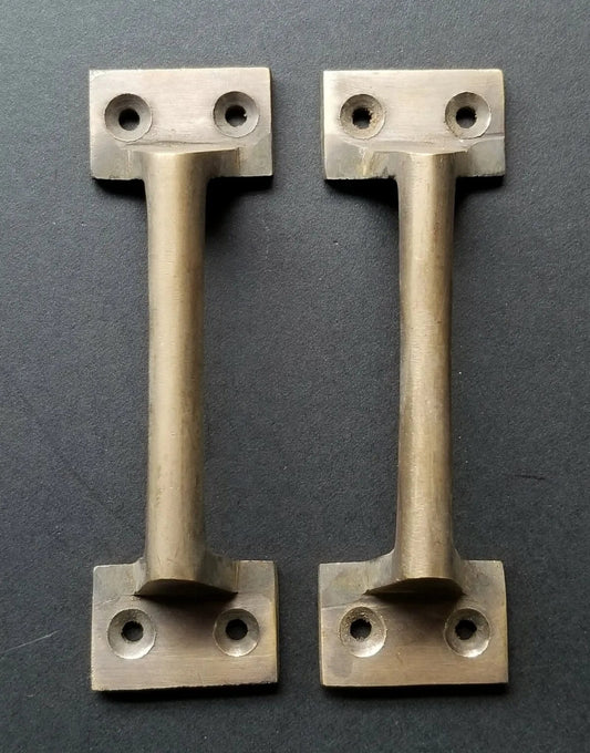 2 Antique Style Solid Brass Drawer File Cabinet Trunk Chest Handles 4-3/8"w.Unlaquered. #P13