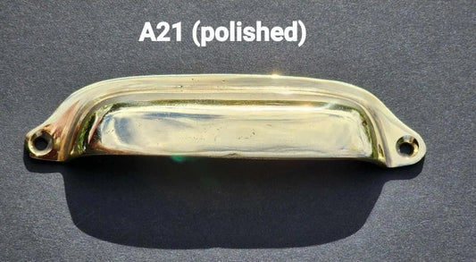 POLISHED Antique Style #A21s Solid Brass Apothecary Cup Drawer Cabinet Bin Pulls Handles 4-1/2" centers