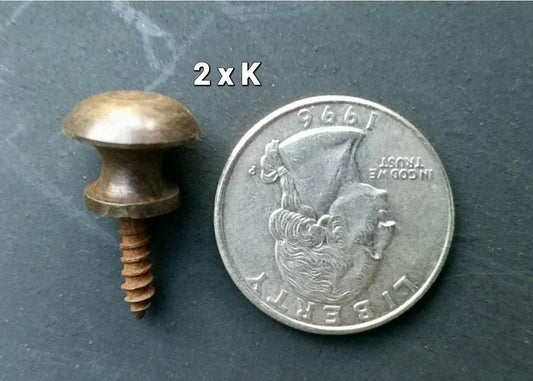 2 x Antique Vintage style VERY SMALL Jewelry box, Barrister style Small Knobs Pulls, Handles 7/16" dia. Unlaquered Solid Brass #K