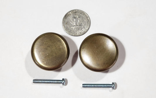 2 Solid Brass Round Knob, Cupboard, Drawer, Cabinet Knob, Pull Handle 1-1/4" dia. #K4