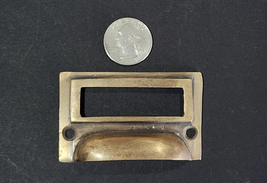 6 x Antique Vintage Style Card File Cabinet Handle, File Label Holders with Cup Bin Pull Handles, Organizing labels 2 3/4" wide #F1