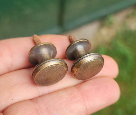 2 x SMALL Solid Brass Stacking Barrister Bookcase,file cabinet 5/8"dia Knobs drawer Pulls #K26