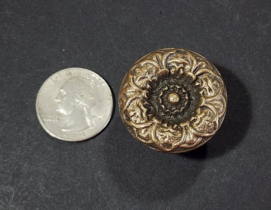 Antique Style Solid Brass Decorative ROUND KNOB Ornate FLORAL Classic design 1-1/4" dia. #K25