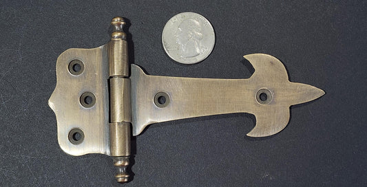 Antique Brass French Fleur de Lis Finial Tip Door, Cabinet Hinge, Door Hinge, Kitchen Reno Hardware 4 3/4" #Z28