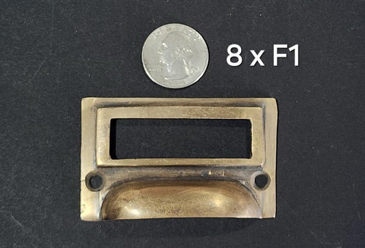 8 x Antique Vintage Style Card File Cabinet Handle, File Label Holders with Cup Bin Pull Handles, Organizing labels 2 3/4" wide #F1