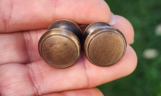 2 x SMALL Solid Brass Stacking Barrister Bookcase,file cabinet 5/8"dia Knobs drawer Pulls #K26