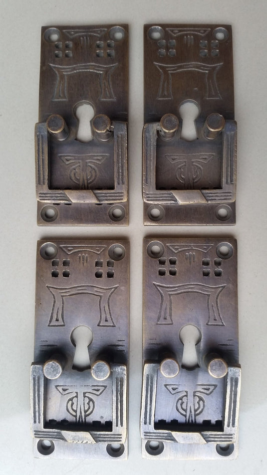 4 Arts and Crafts / Mission Handles Vertical 3" long Frank Lloyd Wright Style Hardware, Handles, Pulls.Unlaquered. #H28