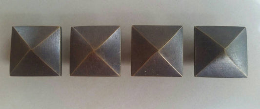 4 x Stickley Mission style solid brass drawer knobs handles pulls.Unlaquered. #K7