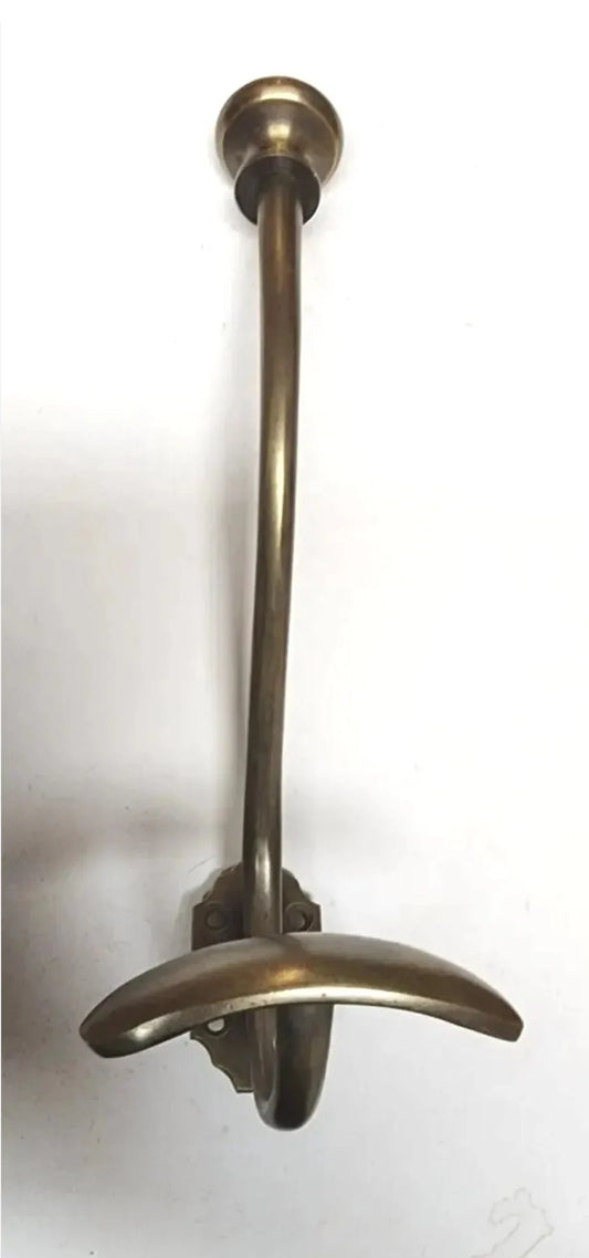 1 Large Antique Style Solid Brass Wall Mount double Hook Coat / Hat Rack #Q10