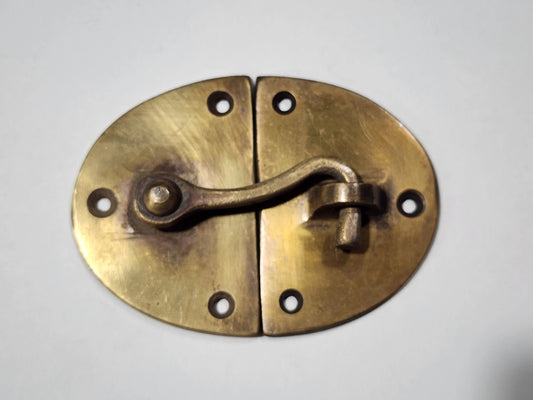 Cabin Cabinet Oval Door Latch Hook Solid Brass Hasp Lock Gate Window #X14