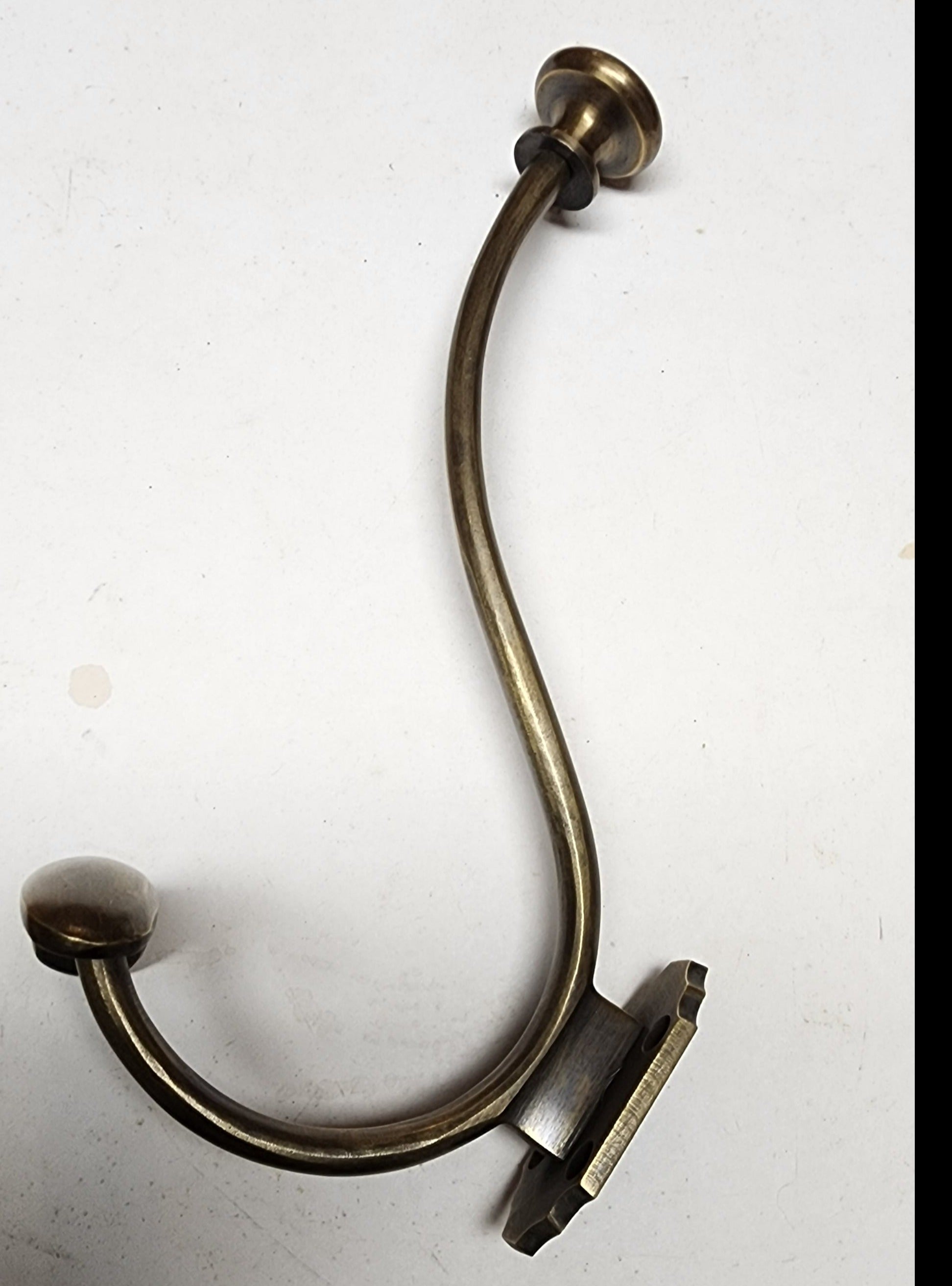 140mm SOLID BRASS ANTIQUE AGED HAT & AND COAT HOOK VICTORIAN STYLE DOUBLE  HOOK