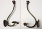 1 Large Antique Style Solid Brass Wall Mount double Hook Coat / Hat Rack #Q10