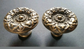 2 x Large 2" dia. Antique Style Solid Brass Decorative ROUND KNOBS Ornate FLORAL, Classic design #Z27