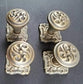 4 Ornate Antique Style, Art Nouveau,Solid Brass Knobs, Pulls Hardware w. 1" Back Plate and bolt #K5