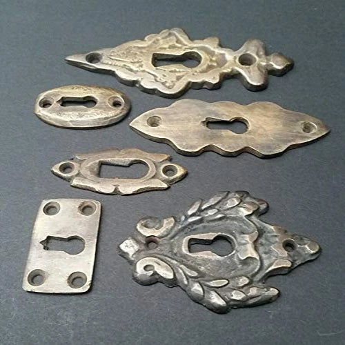 6 Various Antique Style Escutcheon Key Hole Covers Ornate 1-3" Solid Brass #E