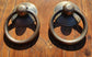 2 x  Rustic Antique Style Brass Round Ring Pull Handles 1" round backplate #H17