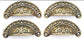 4 Antique vtg. Style Victorian Brass Apothecary Bin Pulls Handles 3" cntr.  #A5