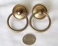 Rustic Antique Style Brass Round Ring Pull Handles 1-3/8" backplate #H45
