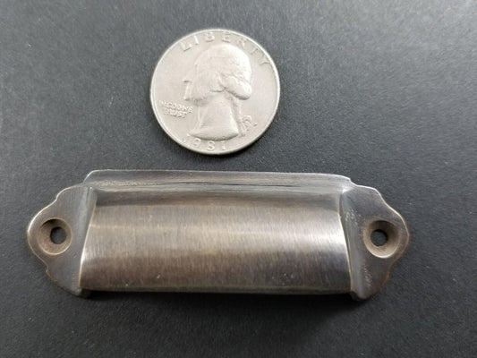 4 Antique Vintage Style Brass File Cabinet, Bin Pull Cup Handles 2-3/4"w #A8