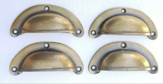 4 Sm. Ant. Style Bin Cup Pull Drawer Cabinet Handle Solid Brass 2-1/2"cntr. #A11