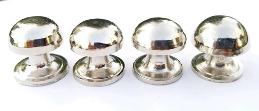 4 Vtg STYLE Round CHROME CABINET DOOR CUPBOARD CHEST DRAWER KNOBS 7/8" #K22