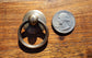 4 Rustic Antique Style Brass Round Ring Pull Handles 1" round backplate #H17