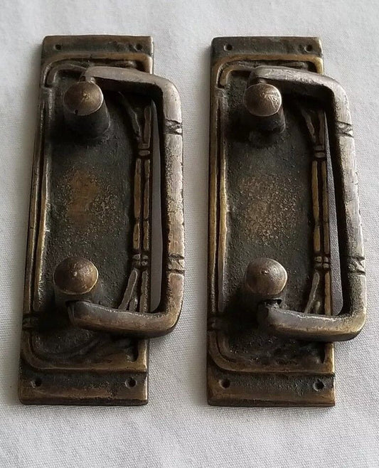 2 Vtg Antique Style French Ornate Brass Drawer Handles Pulls 3-1/4"wide #H42