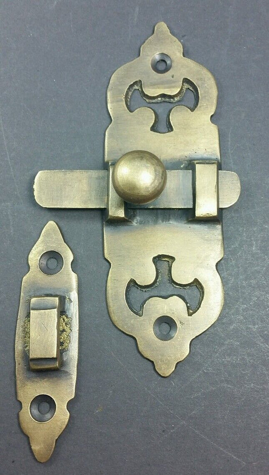 6 x Ornate Antique Style Solid Brass Door Latch Lock Bolt Barn Gate Cabinet #X11