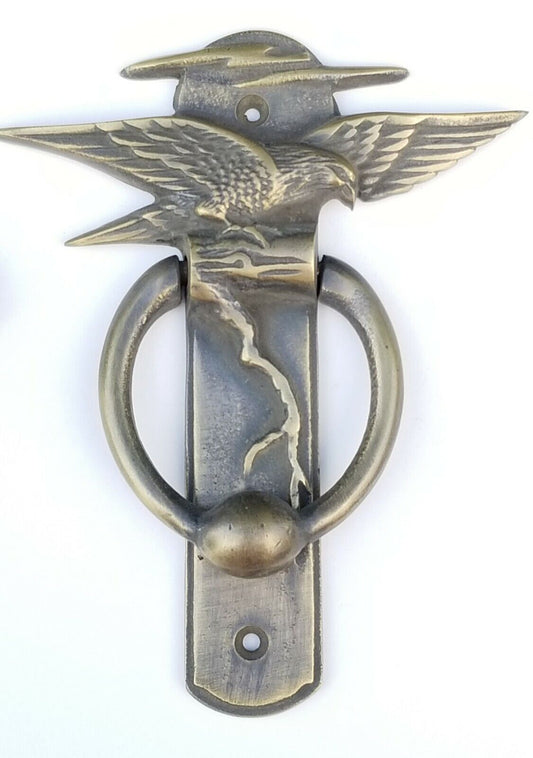 Solid Tarnished Brass Spread Wing Eagle Doorknocker Traditional, Nature #D1