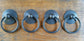 4 Rustic Antique Style Brass Round Ring Pull Handles 1 1/8" round backplate #H40