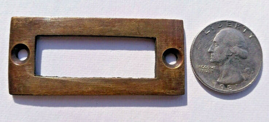 8 Antique Vtg Style Solid Brass File Card Holder Label Holder 2-3/16" x 1" #F3